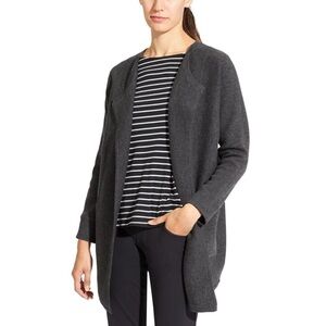 Athleta Chill Chaser Extra Fine Merino Wool Sweater Jacket Charcoal